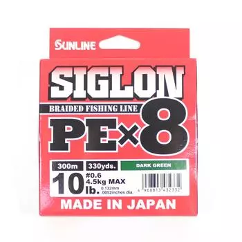 Sunline PE Line X8 Siglon 300M PE 0,6 10 фунтов темно-зеленый (2332) темно-зеленого