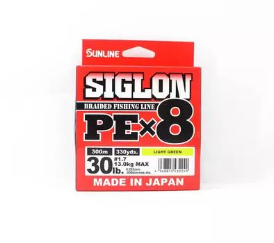 Sunline PE Line X8 Siglon 300M PE 1,7 30 фунтов лаймово-зеленый (2240) зеленый лайм
