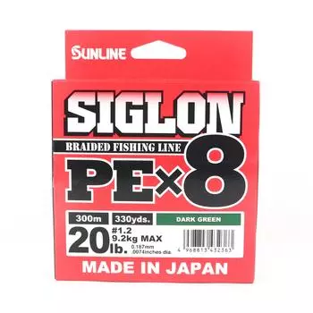 Sunline PE Line X8 Siglon 300M PE 1,2 20 фунтов темно-зеленый (2363) темно-зеленого