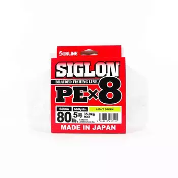Sunline PE Line X8 Siglon 600M PE 5 80 фунтов лаймово-зеленый (7115) зеленый лайм