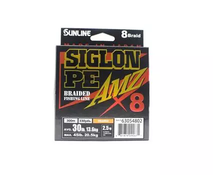 Sunline PE Line X8 Siglon AMZ 300 м PE 2,5 30 фунтов Оранжевый (0671) оранжевый