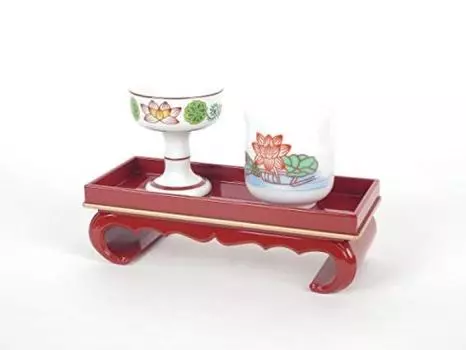 Sunmeni Buddhist utensil gold vermilion brocade Buddhist teacup set, 5-inch border, color, utensils,