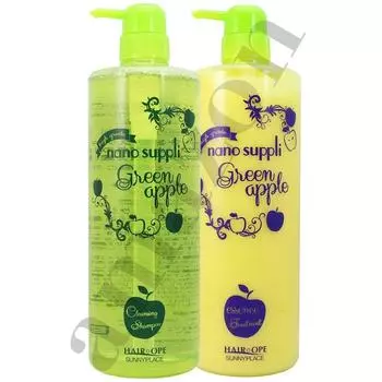 Sunny Place Nano Supplement Очищающий шампунь Clinic Treatment 1000 мл Зеленое яблоко [Набор 2] и