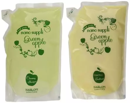 Sunny Place Nano Supplement Очищающий шампунь-кондиционер Яблоко 800 мл Сменный набор и