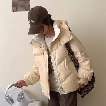 Sunny rain and snow anti-season down jacket women s Korean version color matching small thickened white duck down bread jacket short jacket S 80-55kg