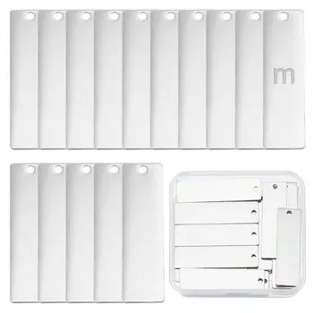 SUNNYCLUE 50 штук в коробке 45 мм пустая бирка с именем брелок из нержавеющей стали пустая бирка пустая подвеска прямоугольная брелок пустая бирка подвеска квадратная серебряный