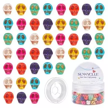 SUNNYCLUE Halloween approximately 100 turquoise beads skull bracelet skull spacer beads charm Skull Skeleton Parts Bone European Stone Stone Beads