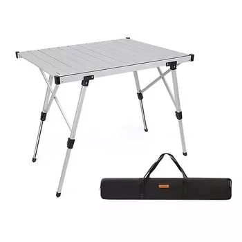 SUNNYFEEL Outdoor Camping Low Wood Roll Top Wide Natural Wood Height Adjustable in 2 Easy Storage Bag Aluminum Low Easy to Easy to Super Space 2 Sizes серебряный