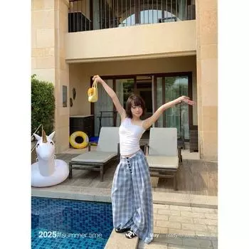Sunoneone Stylish Easiest for Match Single-Shoulder Suspender Vest Female Xia Mei Style Thin Silm Pleating Knitting Tops White S