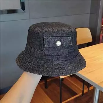 Sunscreen Bucket Hat Wide Brim Retro Bucket Cap Fashion Denim Fisherman Hat Vacation синий