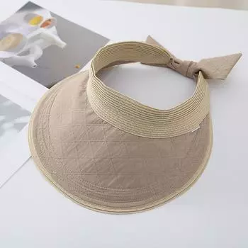 Sunscreen empty top hat women s UV protection outdoor yang summer sun hat wholesale 2025 new big eaves hat M56-58cm бежевый