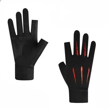 Sunscreen Gloves Ice Silk Half Finger Summer Thin Breathable and Non Slip Leakage Two Finger Gloves UV Proof Fishing Sports Riding One size