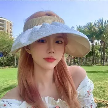 Sunscreen hat for women to wear double-sided empty-top sun hat in summer, UV-proof big-brimmed face-covering shell sun hat one size fits all чёрный