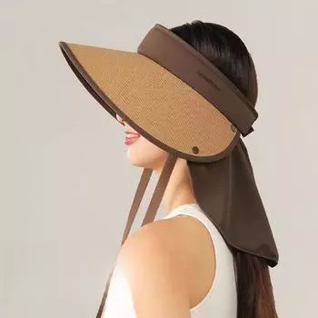 Sunscreen Hat Women s New Summer Widened Brim Empty Top Hat Outdoor Sports Wrap-around UV Protection Sun Hat One Size