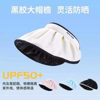 Sunscreen hat women s summer UV protection big eaves headband summer shell hat sunshade empty top face cover sun hat чёрный
