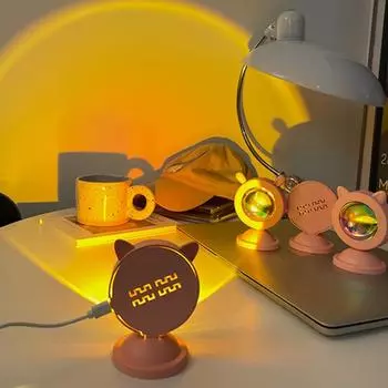 Sunset Luminous Ornaments Night Light Mini Floor Lamp Cat Ears Rabbit Ears Sunset Lamp Sun Never Sets Projection Lamp