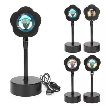 Проекционная лампа Sunset с вращением на 180 градусов, USB-кабель, светодиодный атмосферный свет для декора комнаты, фотография Sunset Red