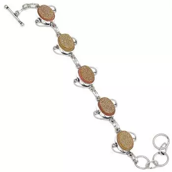 Sunshine Drusy Gemstone Handmade Style Silver Jewelry Bracelet 7-8
