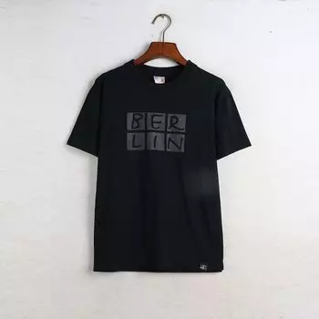 Sunshine House Summer New Arrival Export European and American Style Men s Clothing Printed Letters Short Sleeve All Cotton T-shirt Thin Top Plus Size Black S