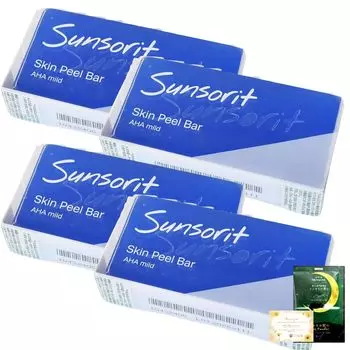 Sunsolit Skin Peel Bar AHA Мягкий пилинг для умывания лица 135 г В комплекте с оригинальной открыткой с посланием и солями для ванн + [Набор 4] синий