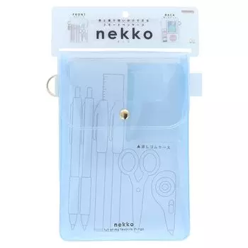 Sunstar Stationery Pen Case Flat Nekko Soda Blue S1427504