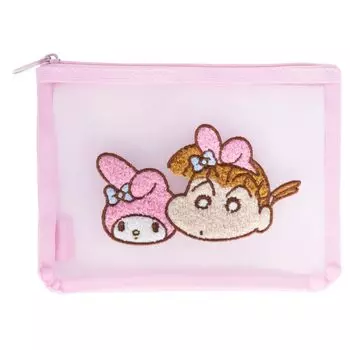 Sunstar Stationery Sanrio Pouch Sagara Embroidery Mesh Crayon x Sanrio x My Melody S2321858 Shin-chan Nene-chan