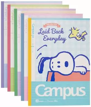 Sunstar Stationery Snoopy Campus S2637618 Тетрадь, в точку, в линейку, 5 штук,