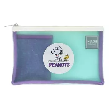 Sunstar Stationery Snoopy Pencil Case Mesh B6 MIESH Mint Green x Violet S2323320