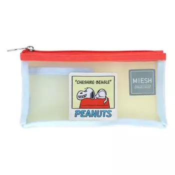 Sunstar Stationery Snoopy Pencil Case Mesh Slim MIESH Ivory x Light Blue S2323281