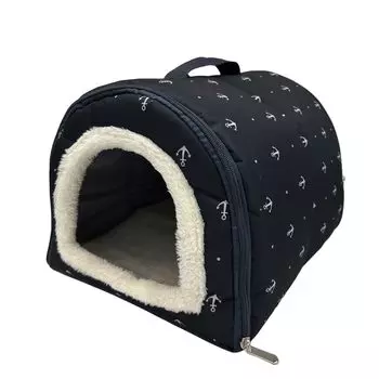 SunStarsPets Cat House Pet Bed Cat House Dome Shape Теплый коврик в комплекте Пушистый коврик для защиты от холода для помещений, который можно стирать, синий (Якорь М)