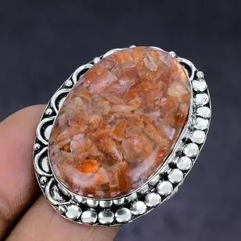 Sunstone Gemstone handmade 925 Sterling Silver gift Jewelry Ring Size 10 P3S65