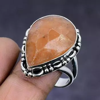 Sunstone Gemstone handmade 925 Sterling Silver gift Jewelry Ring Size 10 b3S69