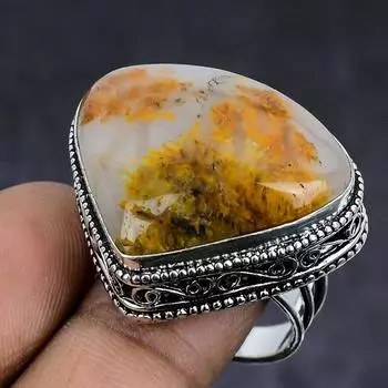 Sunstone Gemstone handmade 925 Sterling Silver gift Jewelry Ring Size 10 y2F87
