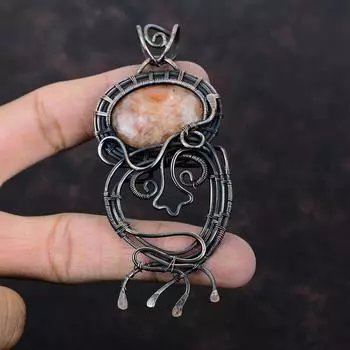 Sunstone Gemstone Pendant Copper Wire Wrapped Pendant Unique Pendant Sunstone Jewelry Handmade Pendant Wedding Gift Copper Wire Wrap Jewelry