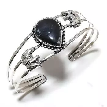 Sunstone In Lolite 925 Sterling Silver Cuff Bangle Adjustable e0p47