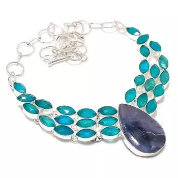 Ожерелье из стерлингового серебра 925 пробы с изумрудом в стиле «солнечный камень в лолите» 18 дюймов W5k86 фиолетовый