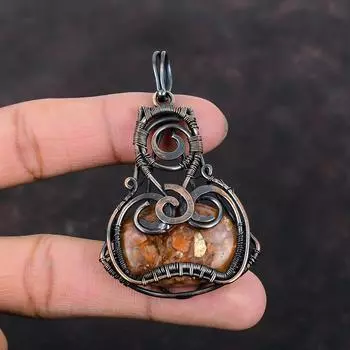 Sunstone Pendant Copper Wire Wrapped Jewelry Handmade Pendant Wire Wrapped Pendant Sunstone Gemstone Jewelry Copper Pendant Engagement Gift