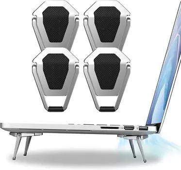 SUNTAIHO Laptop Stand Strong Heat - Cooling, Stick-On, Adhesive, Lightweight, Portable, Dissipation, Non-Slip, 4-Pack (Silver, 2-Pack)