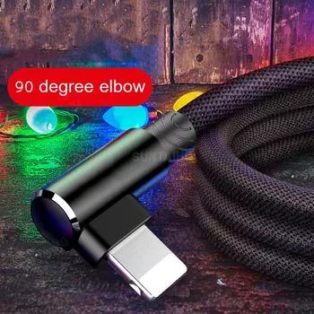 Suntaiho USB-кабель 90 градусов для iPhone XS Max XR X 6s 7 8 plus 2A Кабель для быстрой зарядки для освещения iPad USB-кабель для зарядного устройства для передачи данных 1m белый
