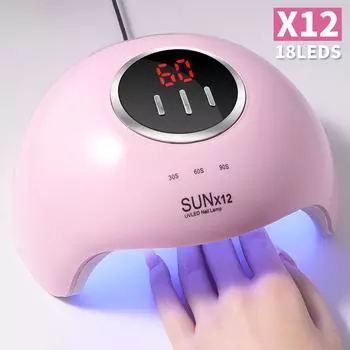 SUNX12 Professional Nail Dryer Machine 18 LED UV Lamp for Curing All Drying Nails Gel Polish USB Manicure Salon Equipment Tools UBS розовый