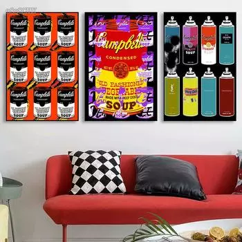 Суп Кэмпбелла, поп-граффити, холст, живопись, постеры и принты, уличные поп-настенные картины для декора гостиной, без рамки 21x30 No Frame