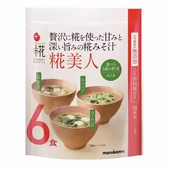 Суп мисо быстрого приготовления Marukome Plus Koji Koji Bijin отечественного производства 6 порций x 2 x 7 штук [С использованием 100% риса] (3 порции)