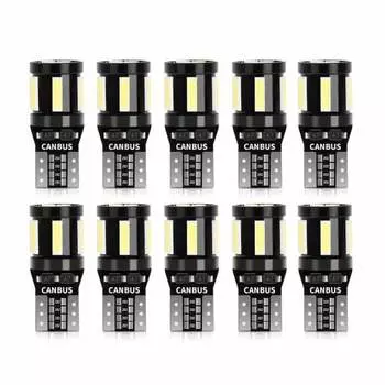 SUPAREE T10 LED Explosive White Position Lamp, 10 Pieces, Built-in Canceller, 10 SMD LED Elements, 30,000 Hours Lifespan, 12V Room Lamp/Small Lamp/Cle