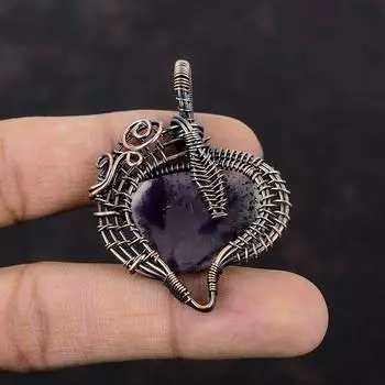 Super 23 Amethyst Pendant Copper Wire Wrapped Jewelry Gemstone Copper Pendant Handmade Jewelry Brand New Pendant Wire Wrap Pendant For Gift