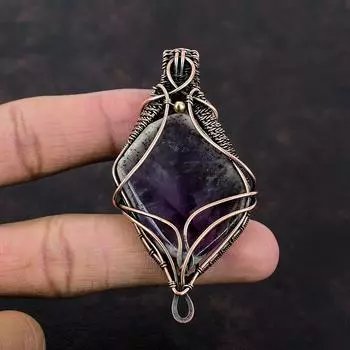 Super 23 Amethyst Pendant Copper Wire Wrapped Pendant Unique Pendant Gemstone Copper Jewelry Handmade Pendant Gift For Him Wire Wrap Jewelry