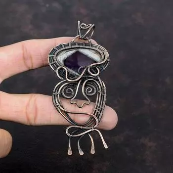 Super 23 Amethyst Pendant Copper Wire Wrapped Pendant Gemstone Handmade Pendant Copper Jewelry Unique Pendant Wire Wrap Jewelry Gift For Him