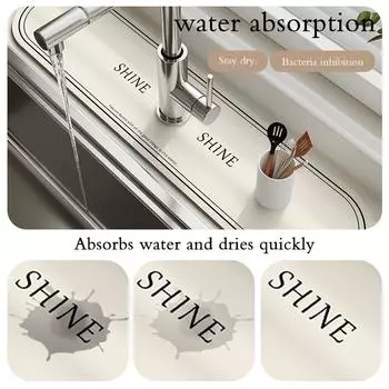Super Absorbent Diotomite Sink Faucet Drain Pad Kitchen Table Mat Non-slip Anti-mildew Toilet Mat Countertop Dining 10x40 cm
