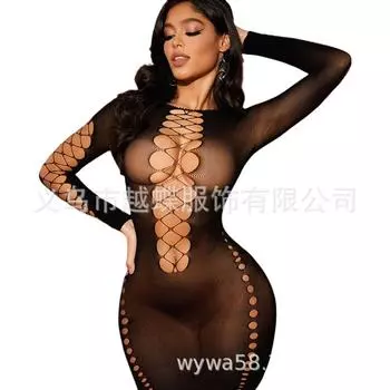 Супер эластичное сексуальное сетчатое нижнее белье, облегающее бедра, дразнящее полое цельное платье YD8176 One size (white card + OPP)
