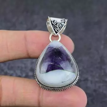 Super Amethyst 23 Gemstone Handmade 925 Sterling Silver Gift Pendant 1.89 g9Y95