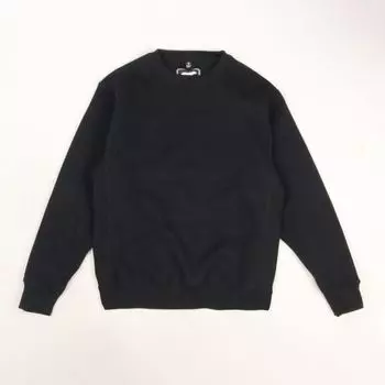 Super Awesome 70% Cotton Thickened Cattle Goods! European and American plus Plus Size Brushed Hoody Loose round Neck Pullover Coat Men s Clothing Black (micro-blemish) M (about 80.00kg)